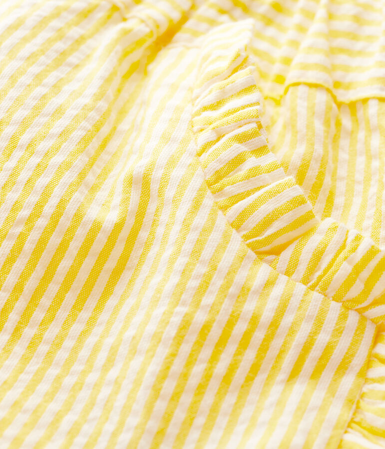 Pantal&oacute;n corto de milrayas de beb&eacute; ni&ntilde;a amarillo SHINE/blanco MARSHMALLOW
