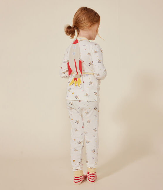 Pijama disfraz infantil de algodón con estampado espacial blanco MARSHMALLOW/blanco MULTICO