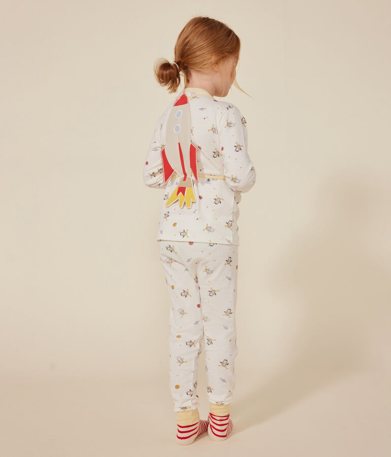 Pijama disfraz infantil de algod&oacute;n con estampado espacial blanco/multicolor