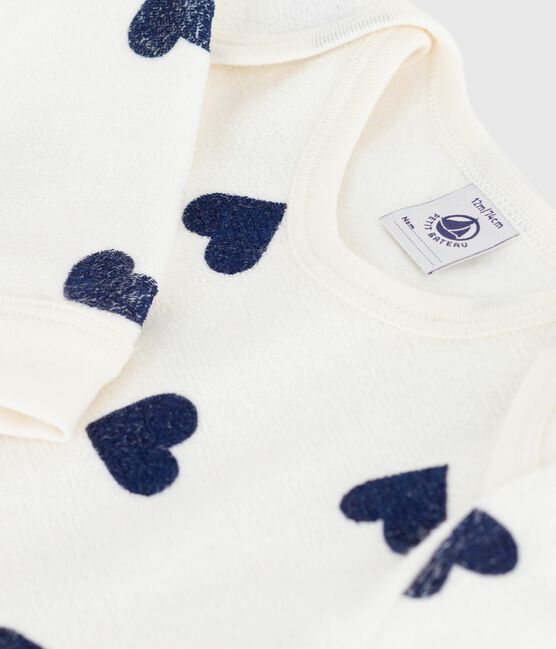 Pijama de algodón con corazón y abertura sin botones de presión con estampado de corazón para bebé azul MILK/ SOIR