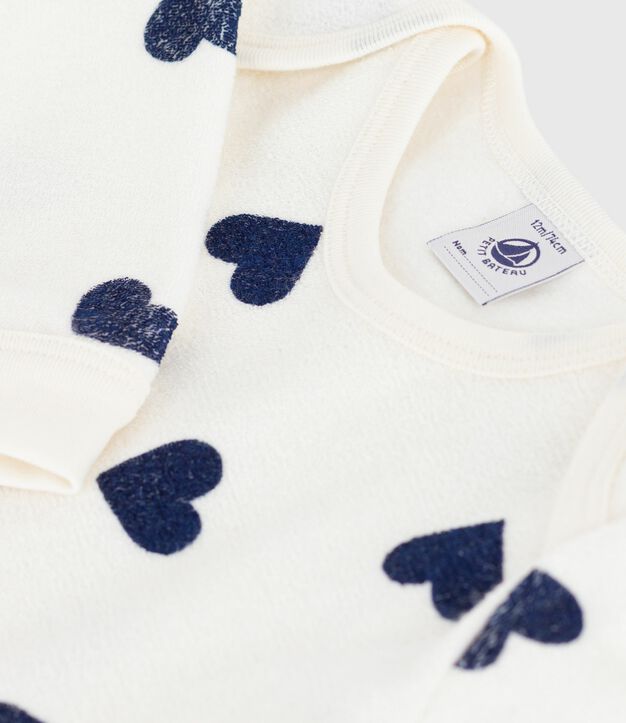 Pijama de algod&oacute;n con estampado de coraz&oacute;n y abertura sin botones de presi&oacute;n para beb&eacute; azul/azul