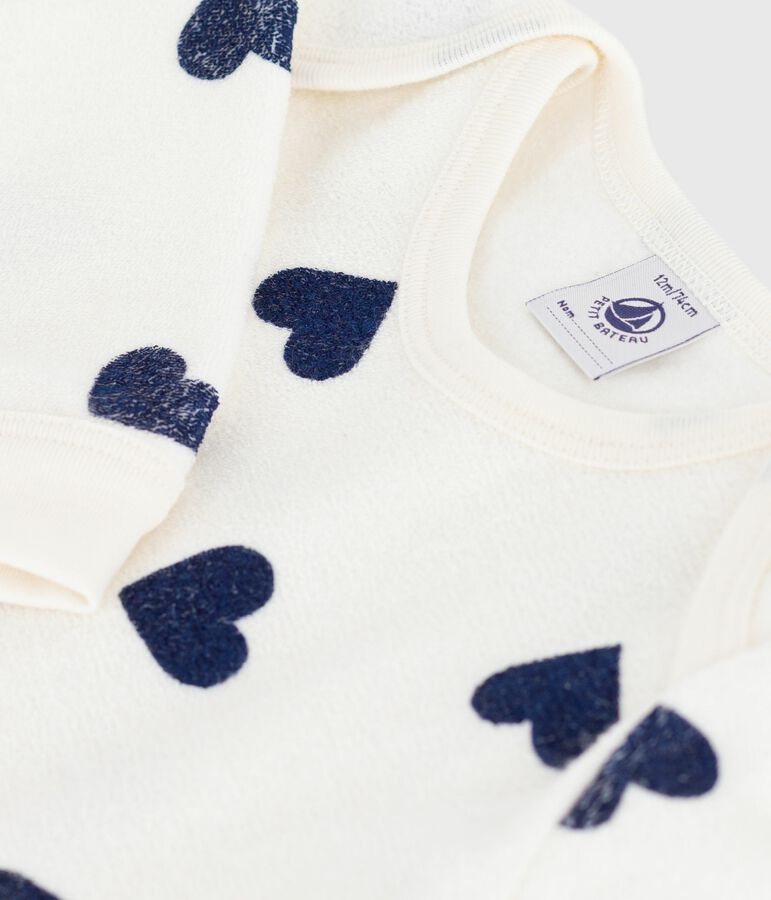 Pijama de algod&oacute;n con estampado de coraz&oacute;n y abertura sin botones de presi&oacute;n para beb&eacute; azul MILK/ SOIR