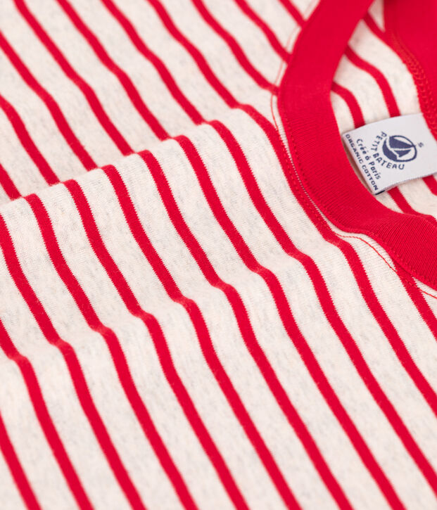 Camiseta LA ICONICA de algod&oacute;n con cuello redondo para mujer beige/rojo