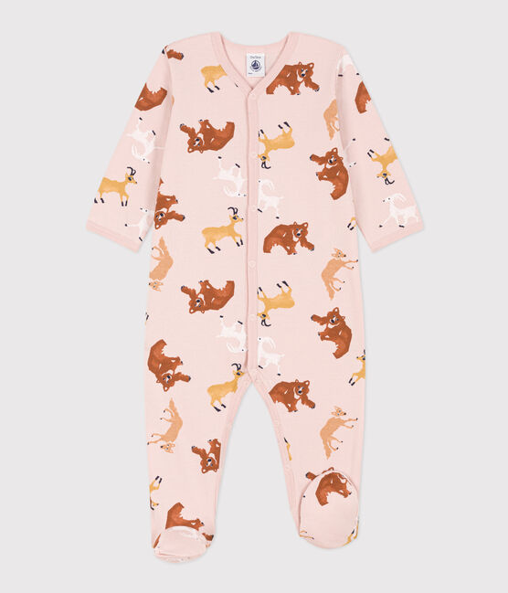 Pijama de felpa con animales para bebé rosa SALINE/blanco MULTICO