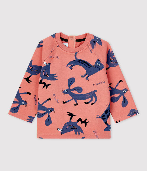 Sudadera con estampado de animales de muletón de bebé rosa PAPAYE/ MULTICO