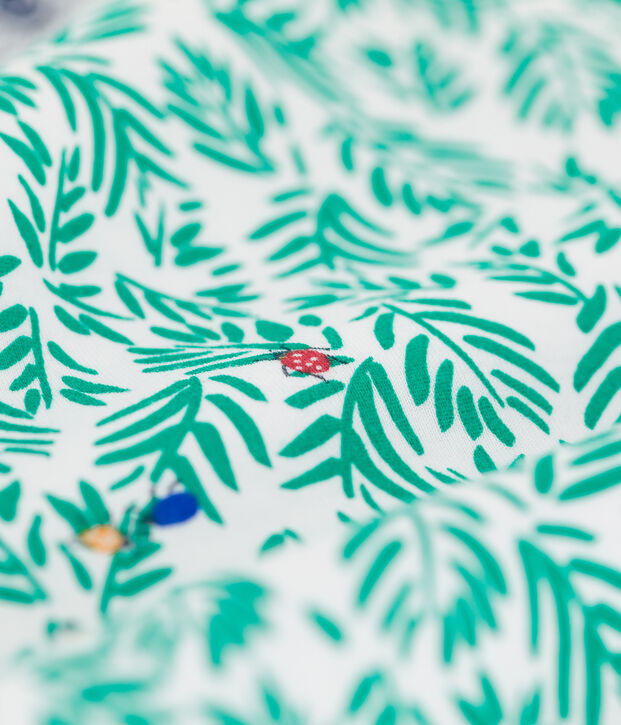 Pijama corto de algod&oacute;n con estampado vegetal para ni&ntilde;o blanco/multicolor
