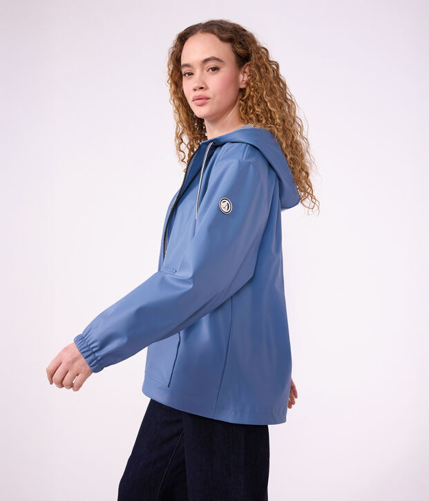 Chubasquero corto para mujer azul