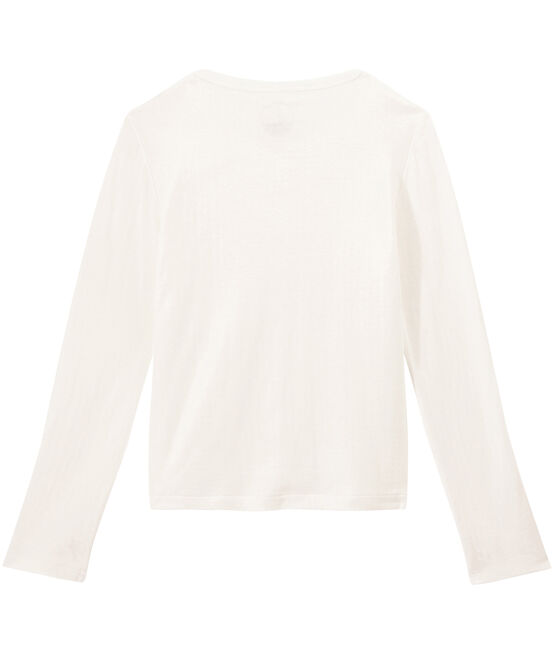 Cardigan en túbico extrafino para mujer blanco MARSHMALLOW