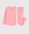 Pijama mil rayas de niña de algodón rosa PEACHY/blanco MARSHMALLOW