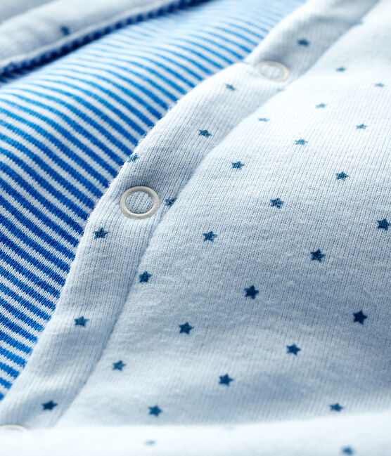 Chaleco reversible azul de punto acanalado enguatado para bebé niño azul FRAICHEUR/blanco MULTICO