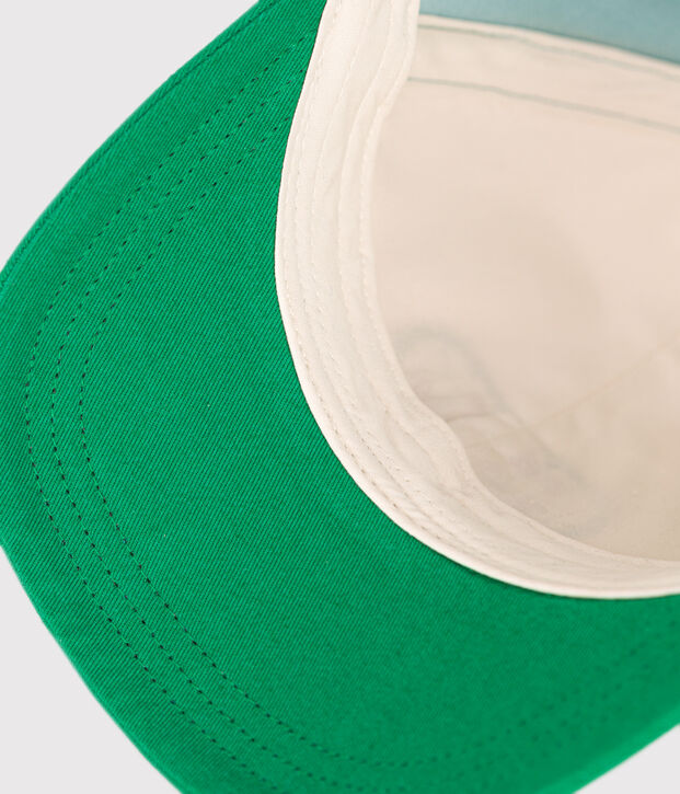 Gorra infantil de algod&oacute;n crudo/verde