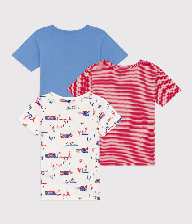 Juego de 3 camisetas de manga corta Par&iacute;s de algod&oacute;n para ni&ntilde;o multicolor