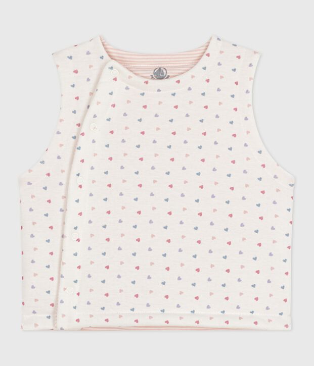 Chaleco reversible de algod&oacute;n estampado para beb&eacute; blanco/multicolor