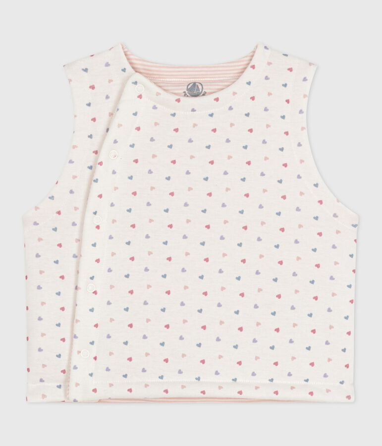 Chaleco reversible de algod&oacute;n estampado para beb&eacute; blanco/multicolor