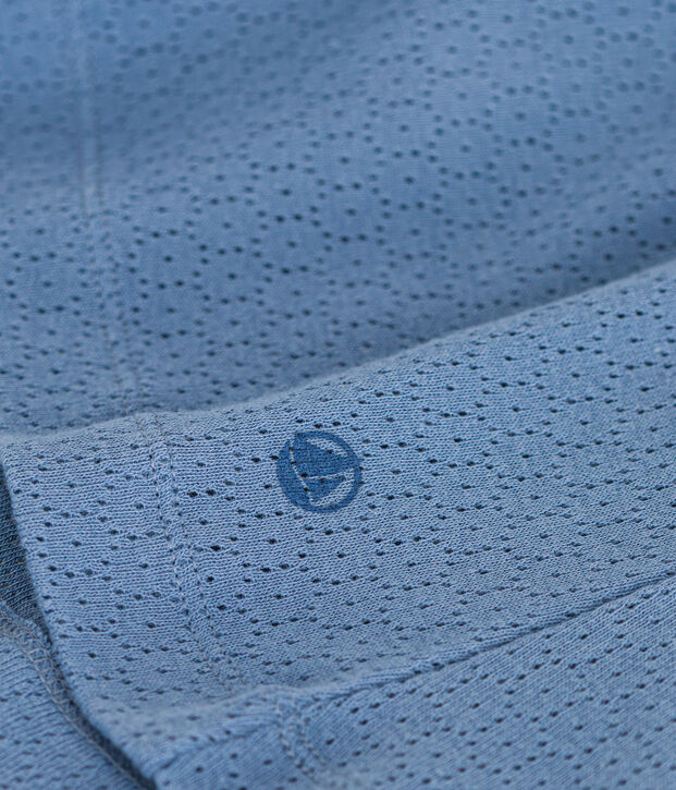 Camis&oacute;n de algod&oacute;n calado para mujer azul