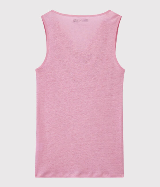 Camiseta sin mangas de lino para mujer rosa BABYLONE/gris ARGENT