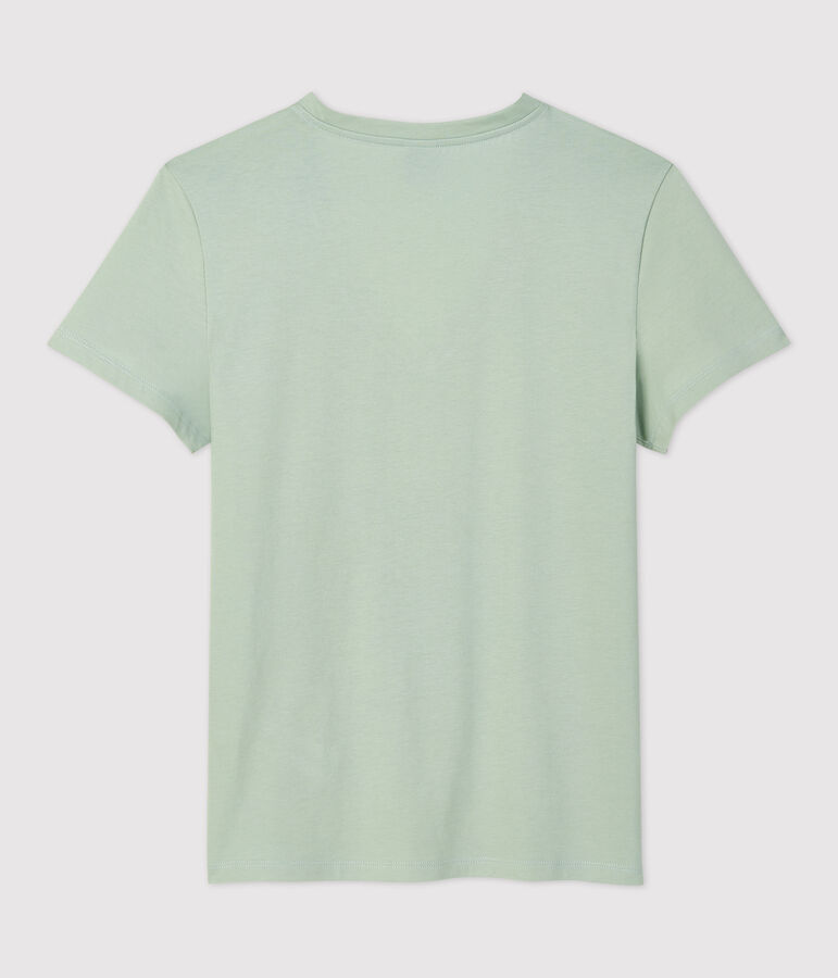 Camiseta RECTA con cuello de pico de algod&oacute;n org&aacute;nico de mujer verde