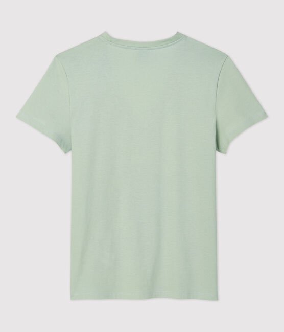 Camiseta RECTA con cuello de pico de algodón orgánico de mujer verde HERBIER