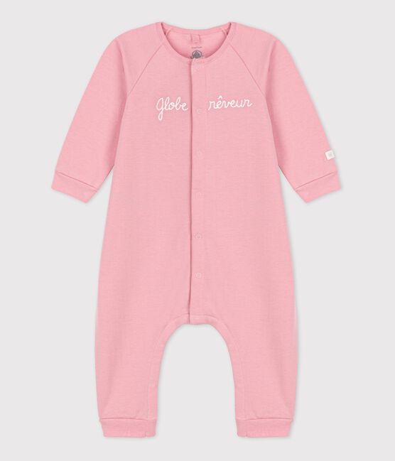 Mono de bebé de muletón de algodón orgánico rosa CHARME