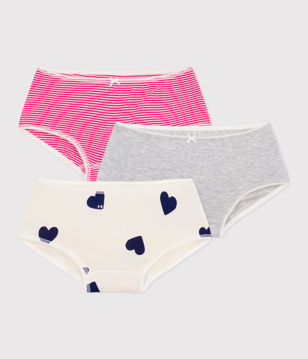 Juego de culottes infantiles de algod&oacute;n con estampado de corazones multicolor