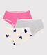 Juego de culottes infantiles de algodón con estampado de corazones