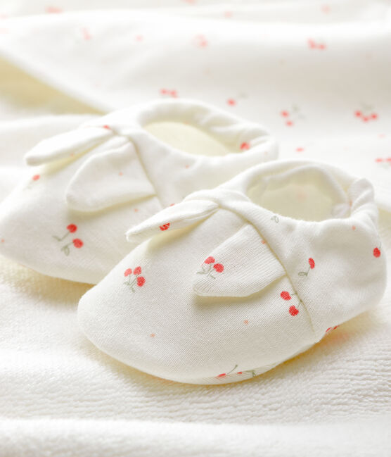 Estuche con toalla cuadrada y patucos de bebé de esponja y algodón ecológico blanco MARSHMALLOW/blanco MULTICO