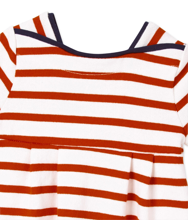 Robe b&eacute;b&eacute; fille en jersey lourd ray&eacute; blanco/rojo