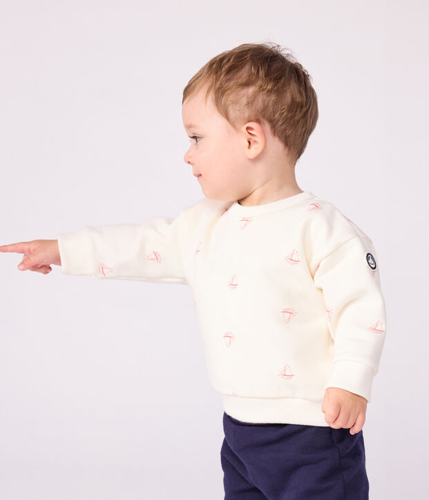 Sudadera de algod&oacute;n con estampado de barco vintage para beb&eacute; rojo/rojo