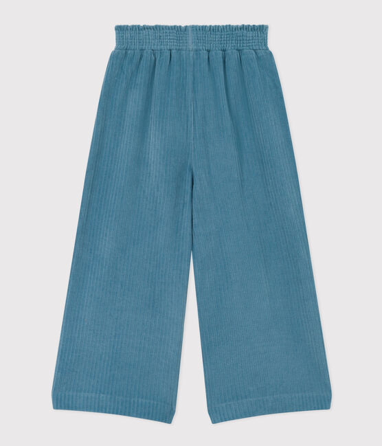 Pantalón ancho de terciopelo fino de niña azul POLOCHON