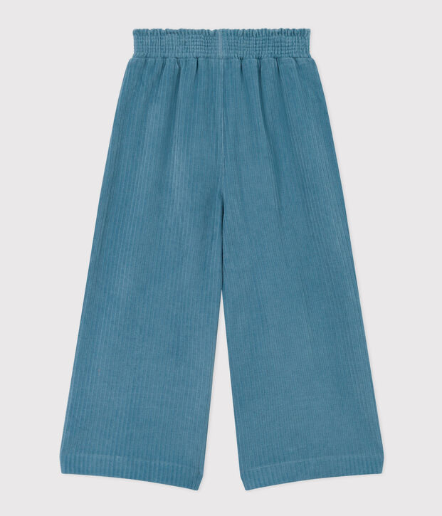 Pantal&oacute;n ancho de terciopelo fino de ni&ntilde;a azul