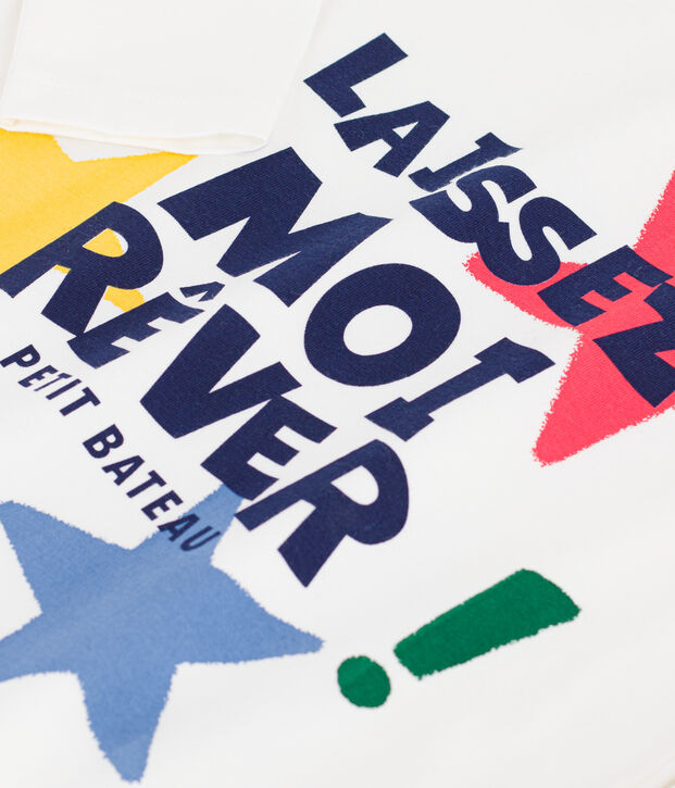 Camiseta infantil de manga larga con estampado blanco