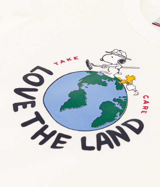 Camiseta de algodón de manga corta para niño/niña blanco MARSHMALLOW