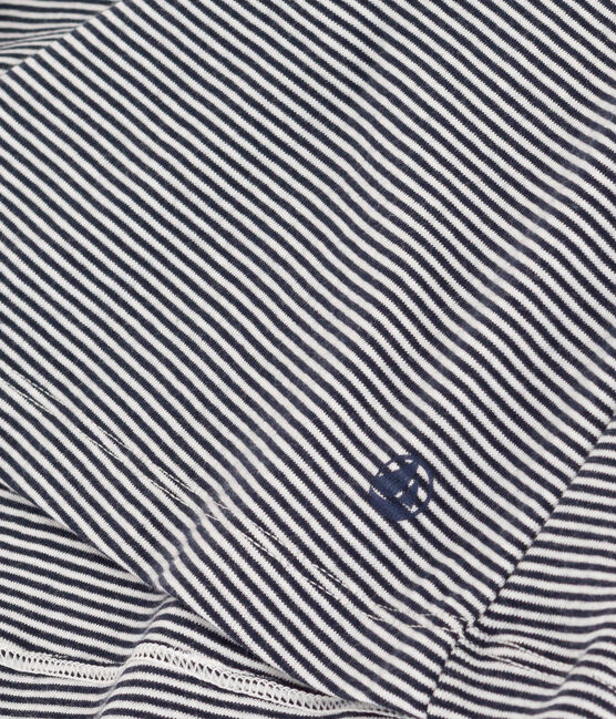 Camisón de algodón a rayas para mujer azul SMOKING/blanco MARSHMALLOW
