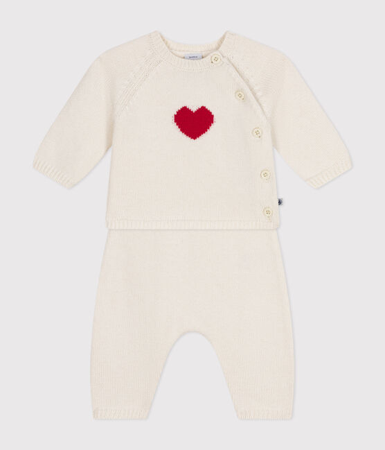 Conjunto de punto de lana y algodón con motivo de corazón para bebé rojo MARSHMALLOW/blanco CORRIDA