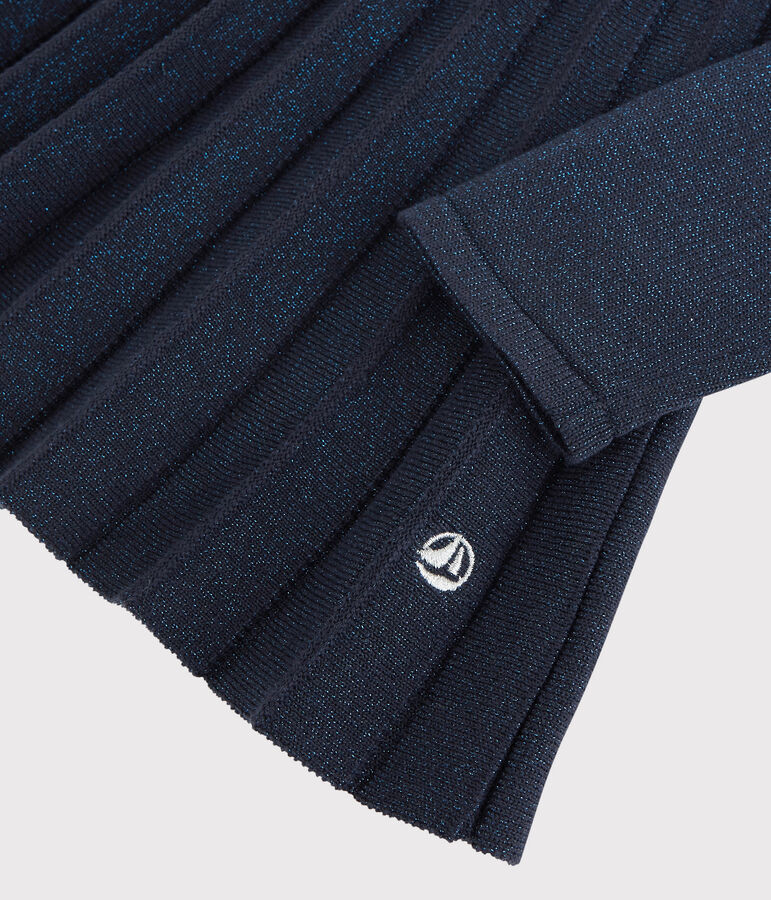 Vestido de manga larga de algod&oacute;n de ni&ntilde;a azul