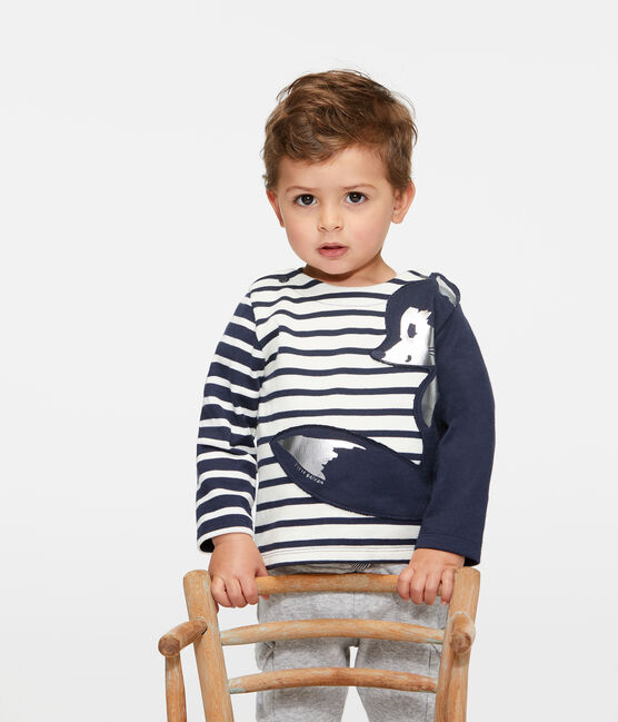 Jersey marinero renovado para bebé niño beige COQUILLE/azul SMOKING