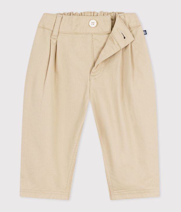 Pantal&oacute;n para beb&eacute; de sarga lisa beige