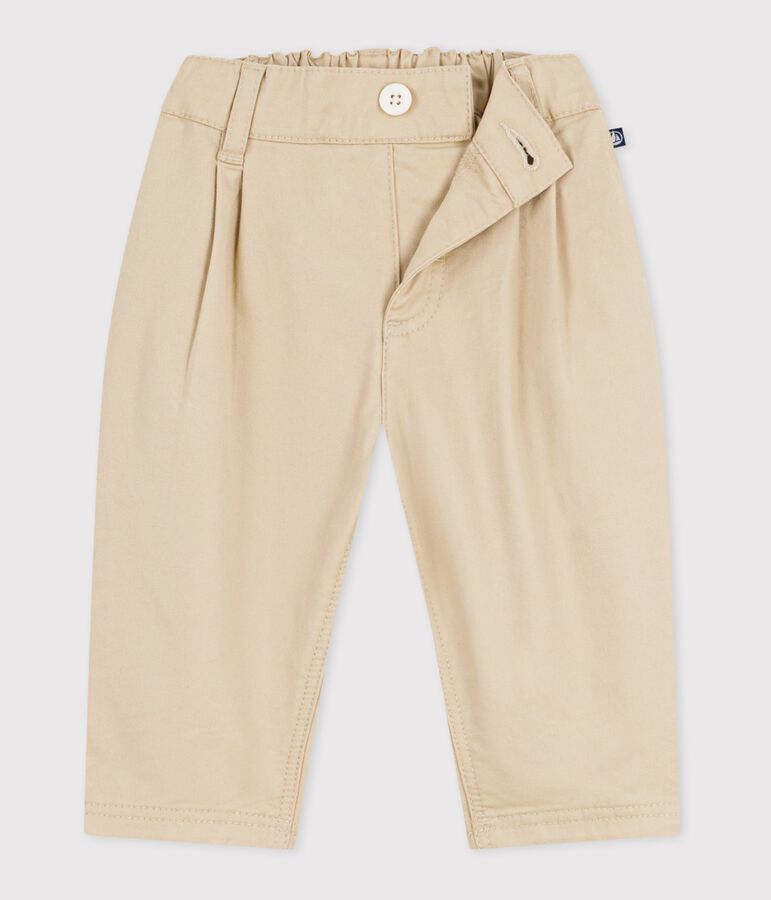 Pantal&oacute;n para beb&eacute; de sarga lisa beige