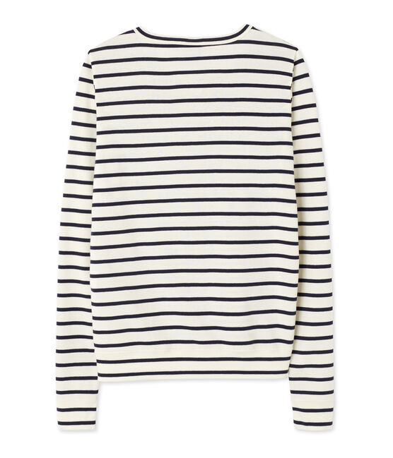 Cardigan de mujer rayado beige COQUILLE/azul SMOKING
