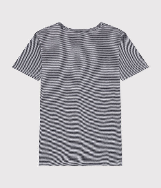Camiseta La Icónica de algodón a rayas con cuello de pico para mujer azul SMOKING/blanco MARSHMALLOW