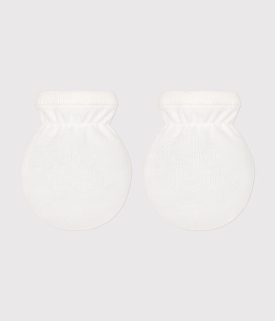 Manoplas de algodón liso para bebé blanco MARSHMALLOW