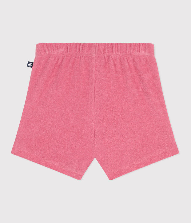 Pantal&oacute;n corto de rizo de algod&oacute;n para beb&eacute; rosa