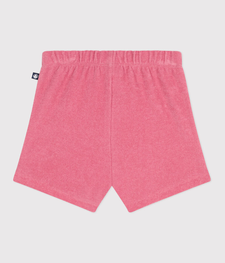 Pantal&oacute;n corto de rizo de algod&oacute;n para beb&eacute; rosa