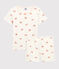 Pijama corto con cangrejos de algodón de niña blanco MARSHMALLOW/blanco MULTICO