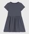 Vestido infantil de algodón de manga corta a rayas azul SMOKING/blanco MARSHMALLOW
