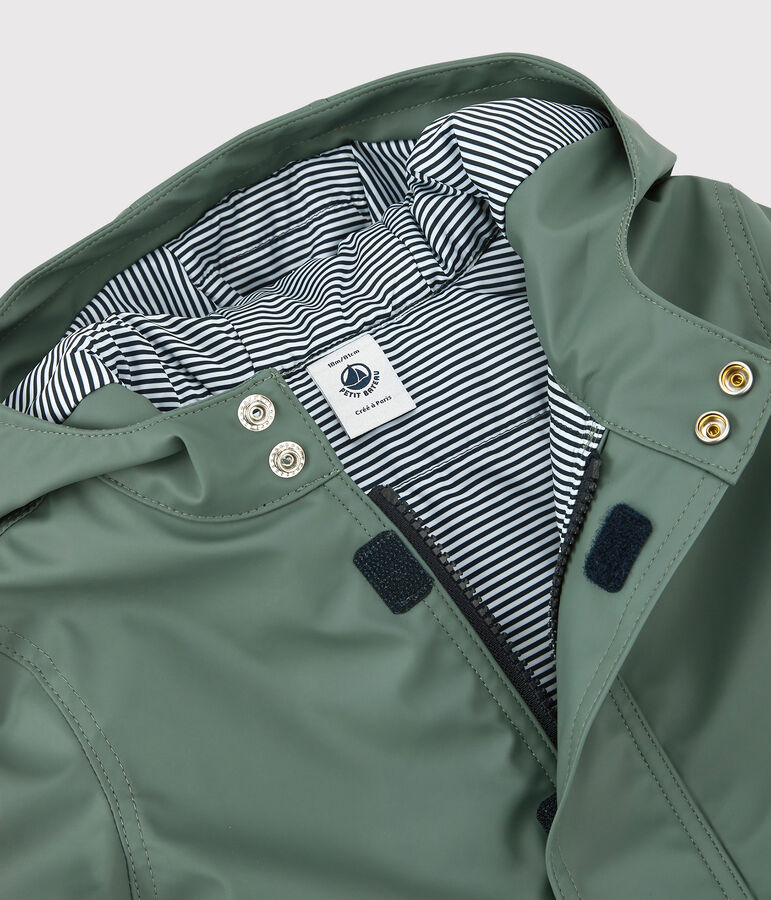 Chubasquero c&aacute;lido forrado de tejido polar para beb&eacute; verde