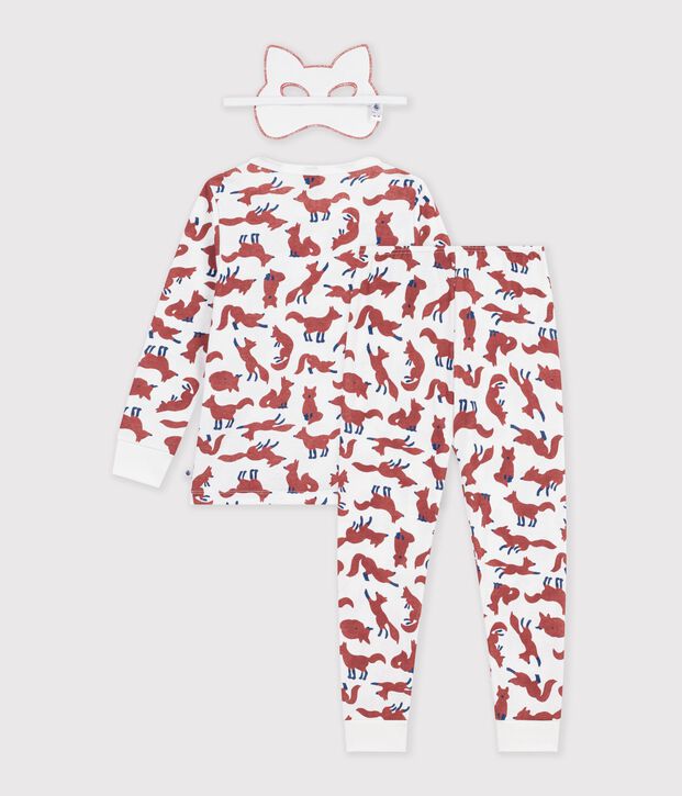 Pijama disfraz infantil de algod&oacute;n de zorro blanco/multicolor