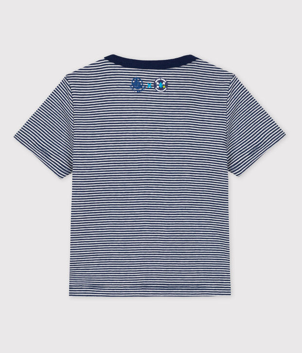 Camiseta Beb&eacute; Petit Bateau x Water Family azul/blanco