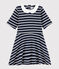 Vestido de manga corta de algodón de niña azul SMOKING/blanco MARSHMALLOW