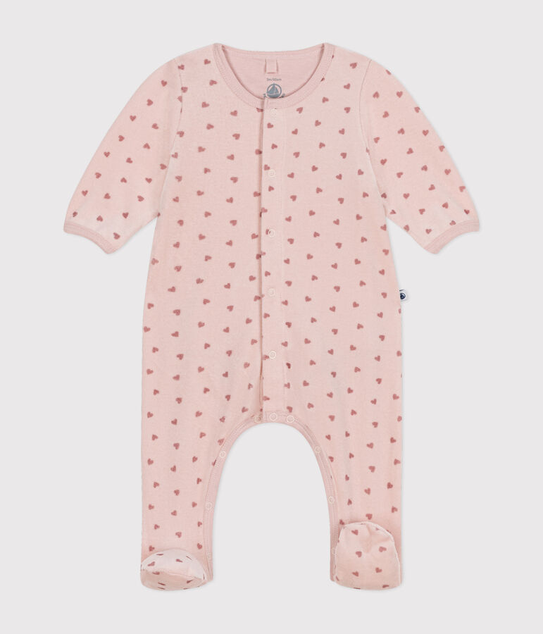Bodyjama de terciopelo con estampado de peque&ntilde;os corazones para beb&eacute; rosa SALINE/ ROSEWOOD